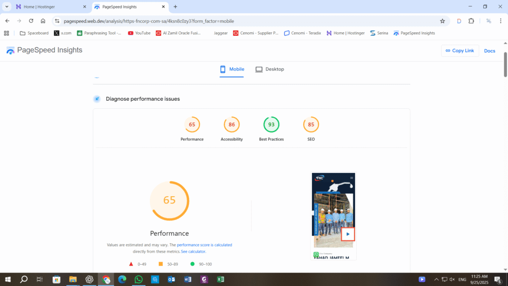 Google PageSpeed Insights Speed Checking my site