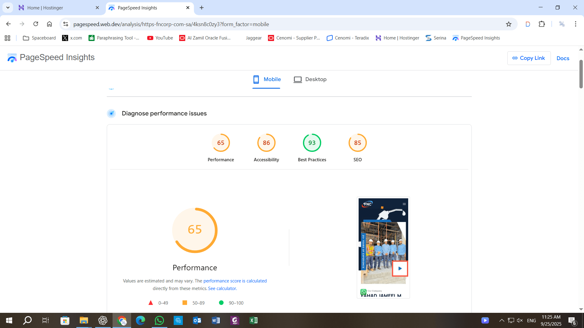 Google PageSpeed Insights Speed Checking my site