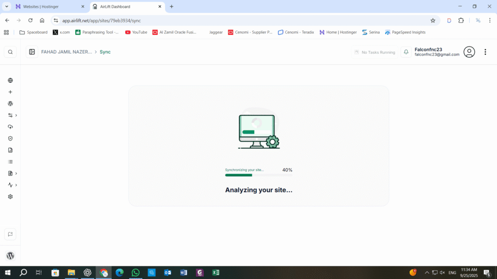 Airlift plugin dashboard overview with optimization score