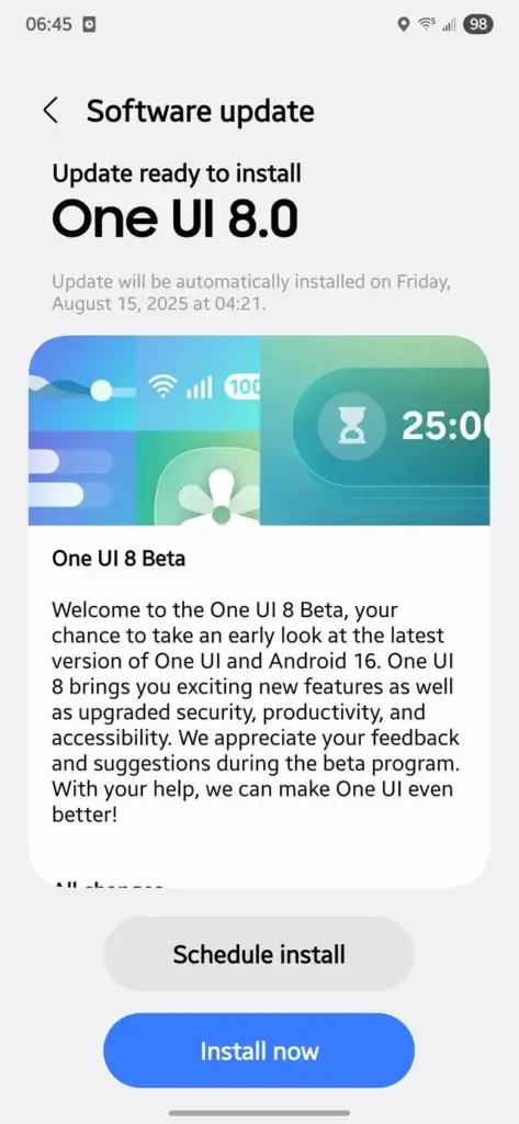 One Ui 8 Beta in Samsung Galaxy s25 ultra