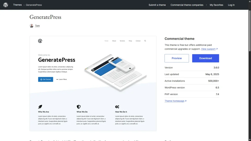 GeneratePress layout demo for modern blog design
