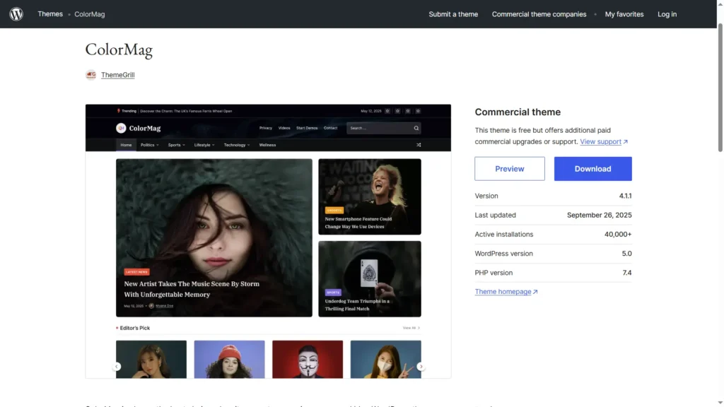 ColorMag news-style WordPress template – best WordPress themes for blog in 2025