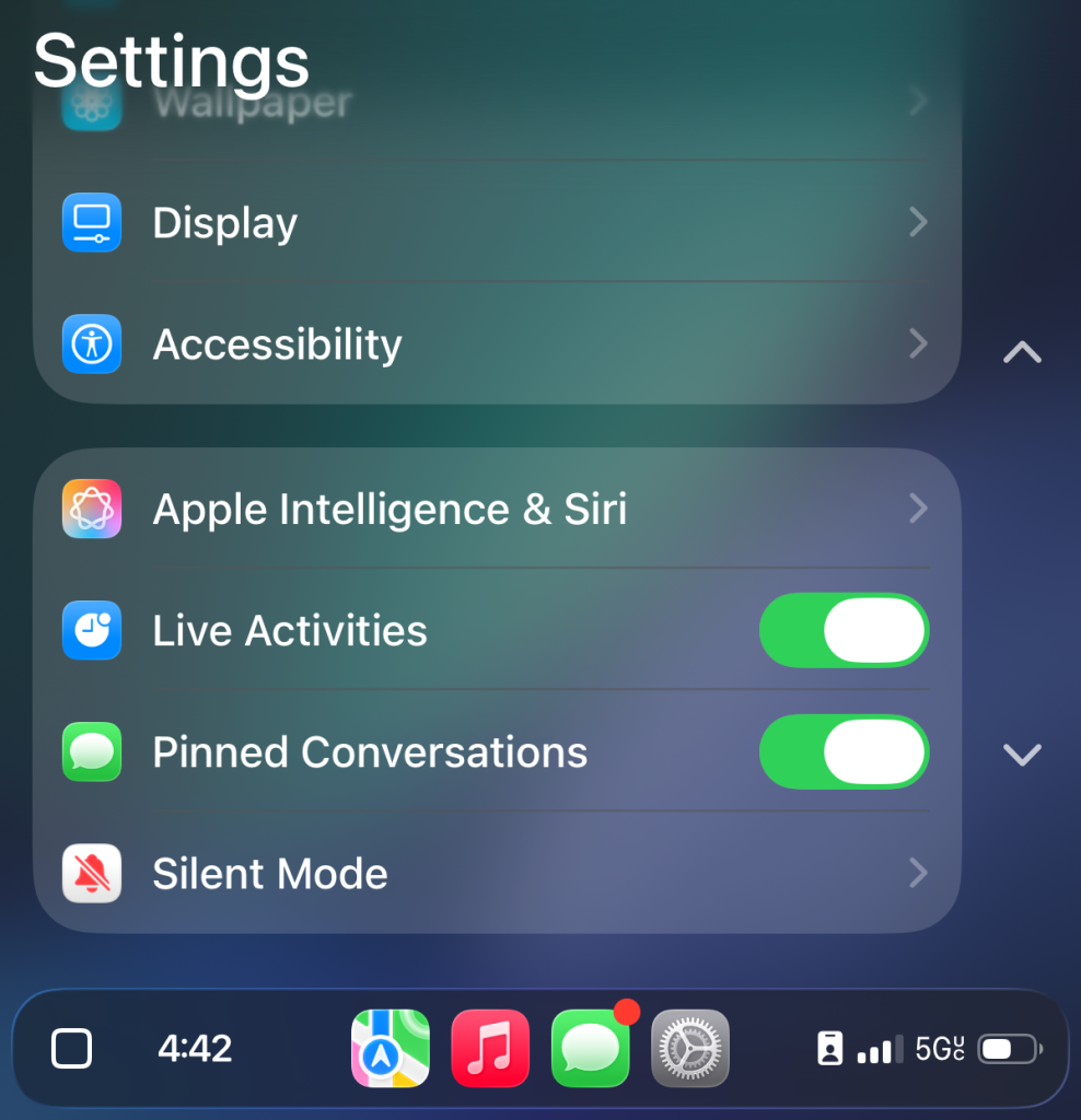 CarPlay Messages app displaying a cleaner and safer interface