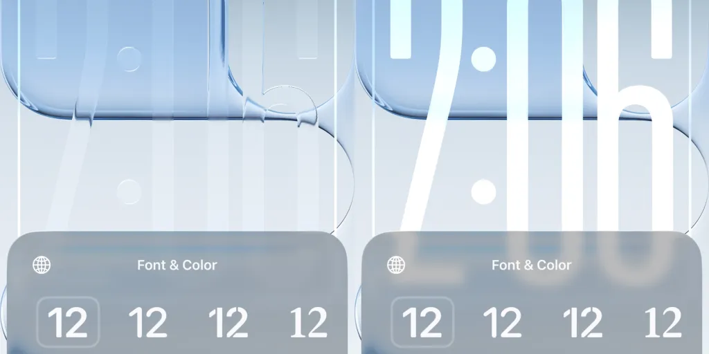 iOS 26.2 beta 2 Lock Screen showing Liquid Glass translucency slider controls