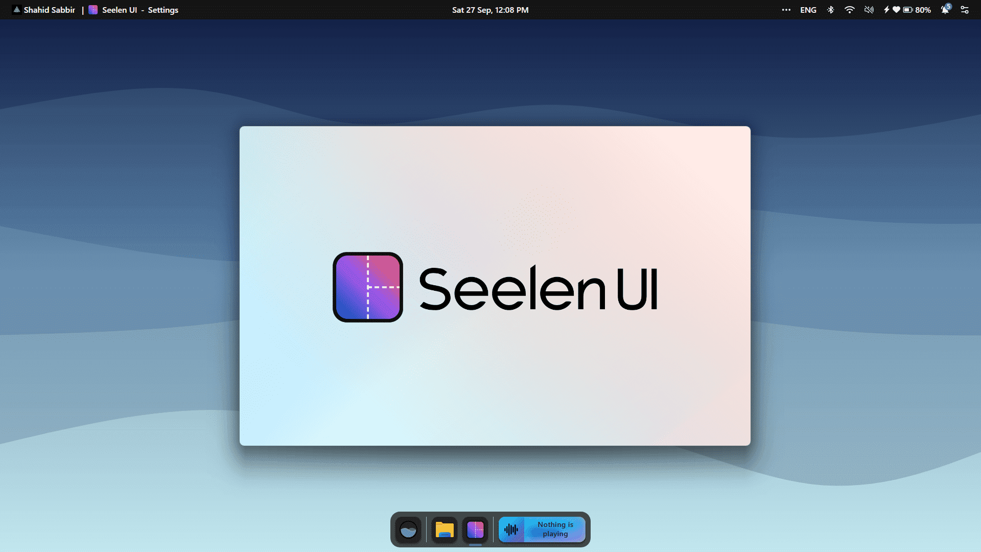 Seelen UI for Windows desktop showing tiling window manager and custom dock